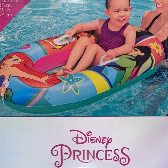 Disney Princesses Junior Raft Inflatable Pool Float Boat Ariel Mulan Moana NIB - Picture 1 of 3